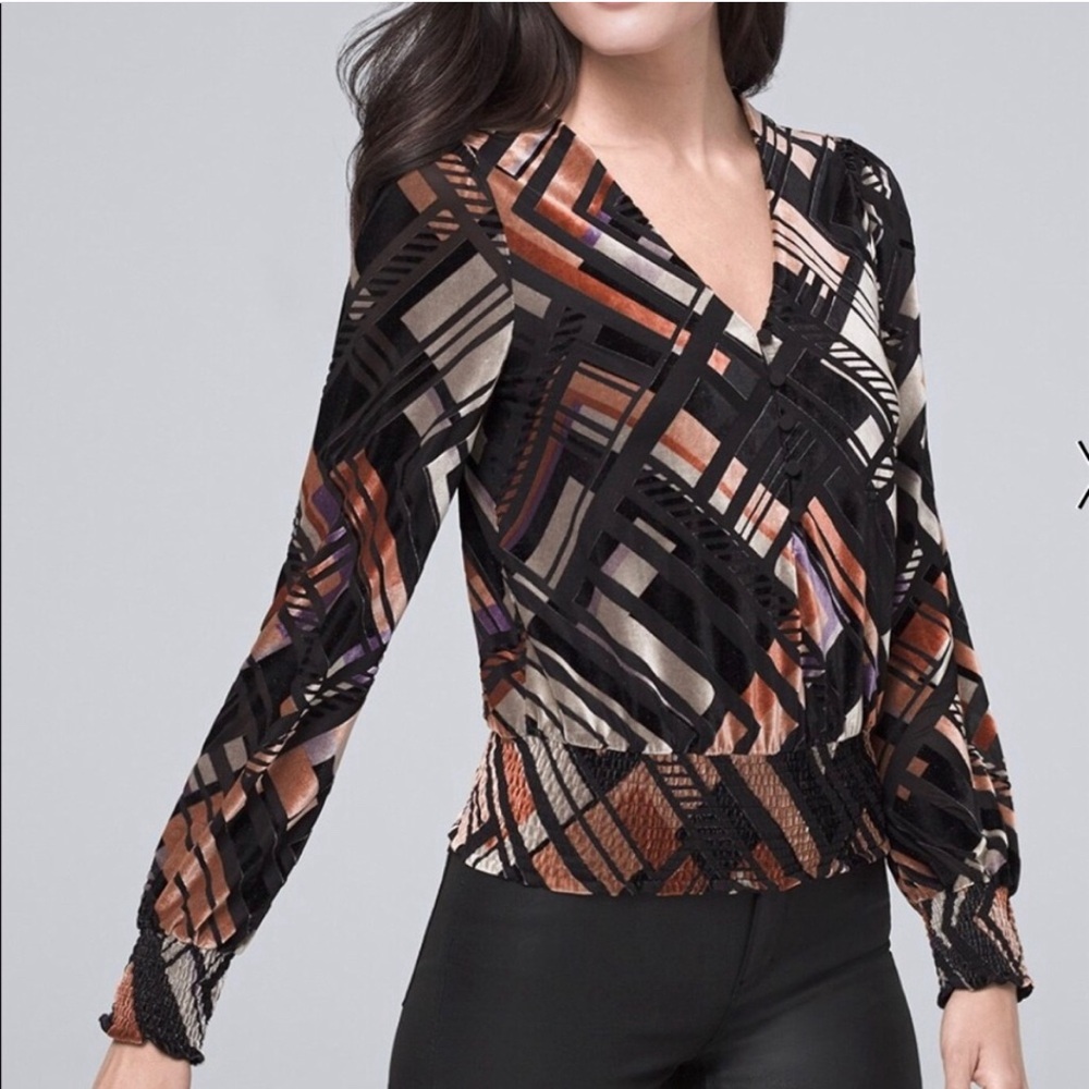 NWOT White House Black Market Geo Burnout
Velvet Blouse